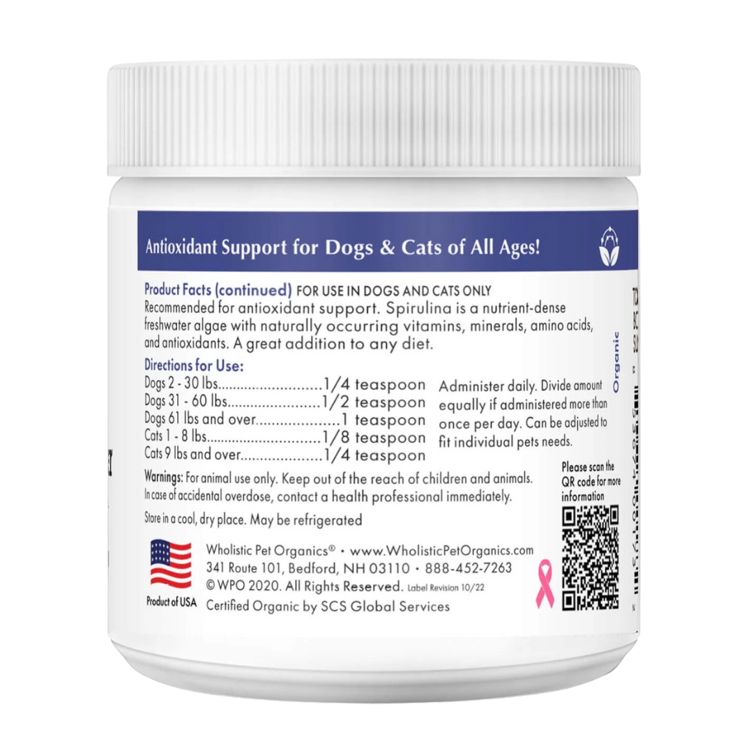 Wholistic Pet Organics Spirulina | Natural Antioxidant + Immune Support