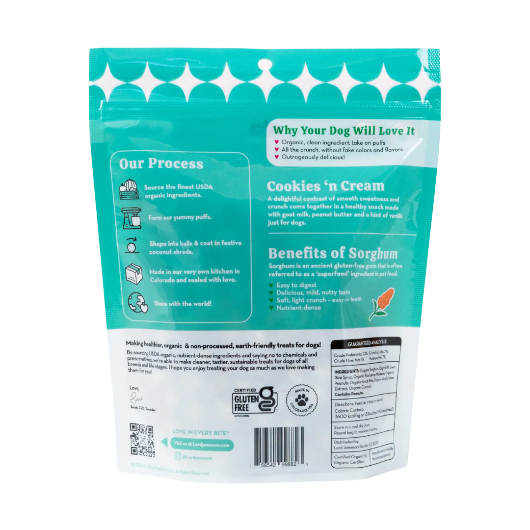 Cookies ‘N Cream Protein Love Puffs | Organic Goat Milk