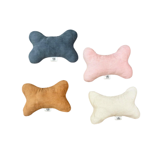 Our Green House Organic Corduroy Dog Bone with Squeaker | Eco-Friendly Plush Toy