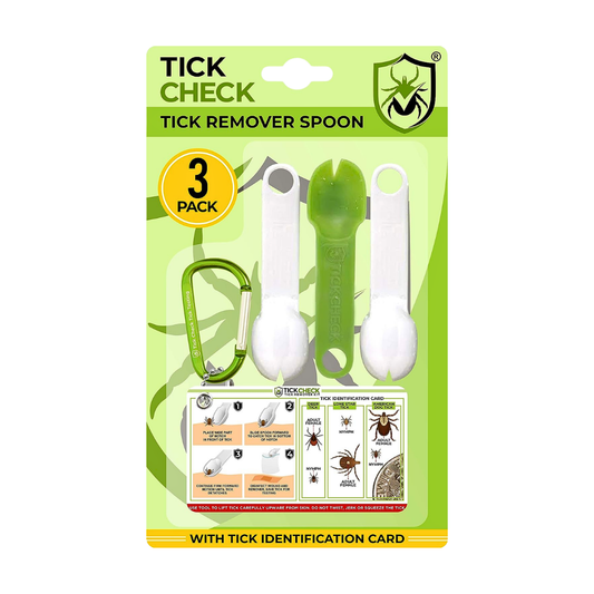 TickCheck Tick Remover Spoon | 3 Pack with Free Tick ID Card & Carabiner