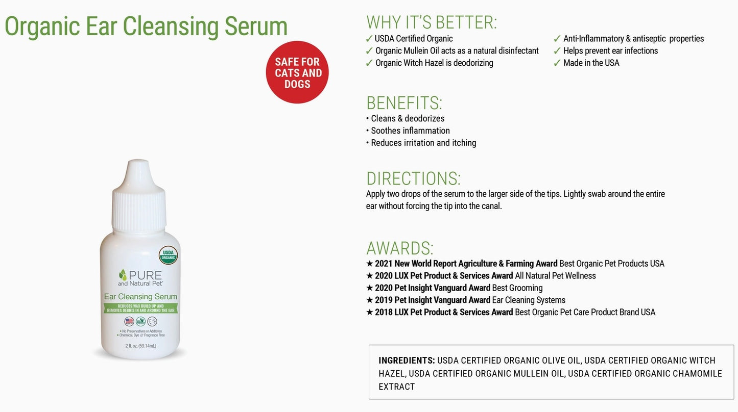 Pure and Natural Pet Organic Ear Cleansing Serum