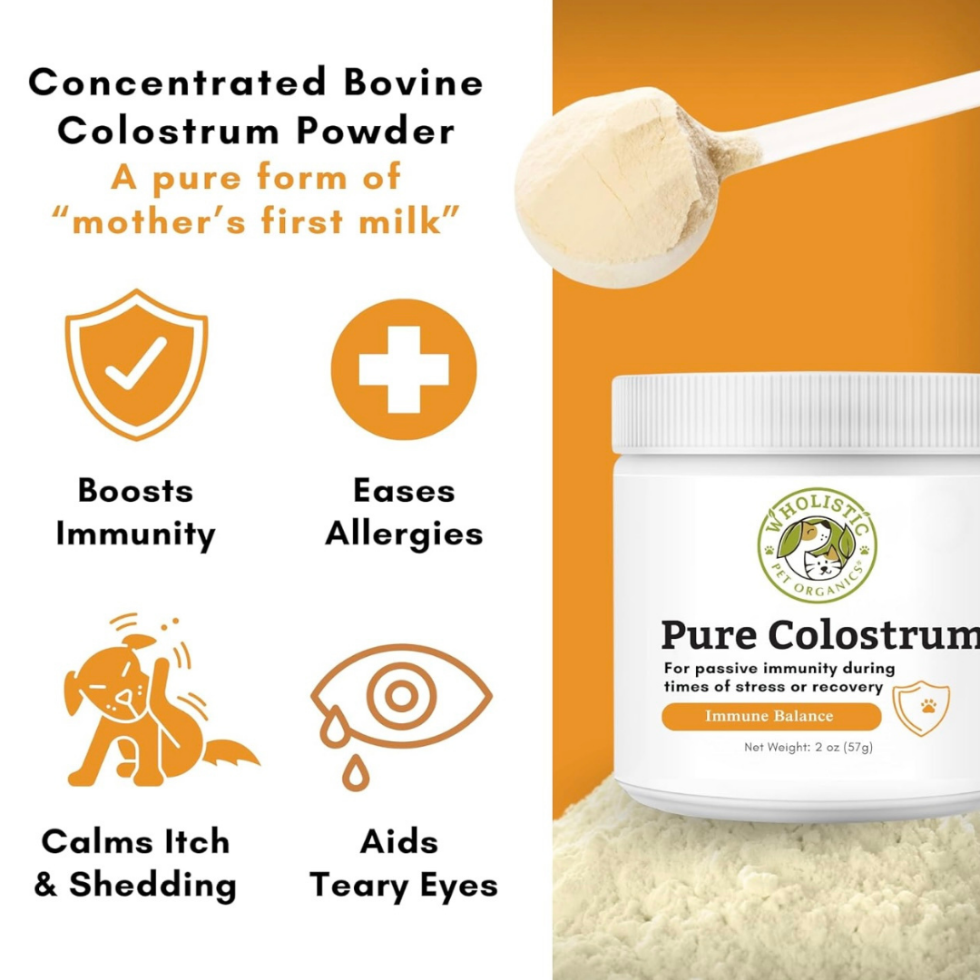 Wholistic Pet Organics Pure Colostrum | Immune Support + Allergy Relief