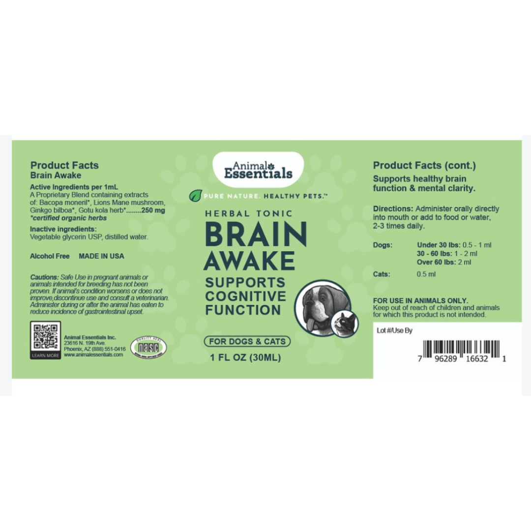 Animal Essentials Brain Awake | Natural Cognitive + Nerve Support
