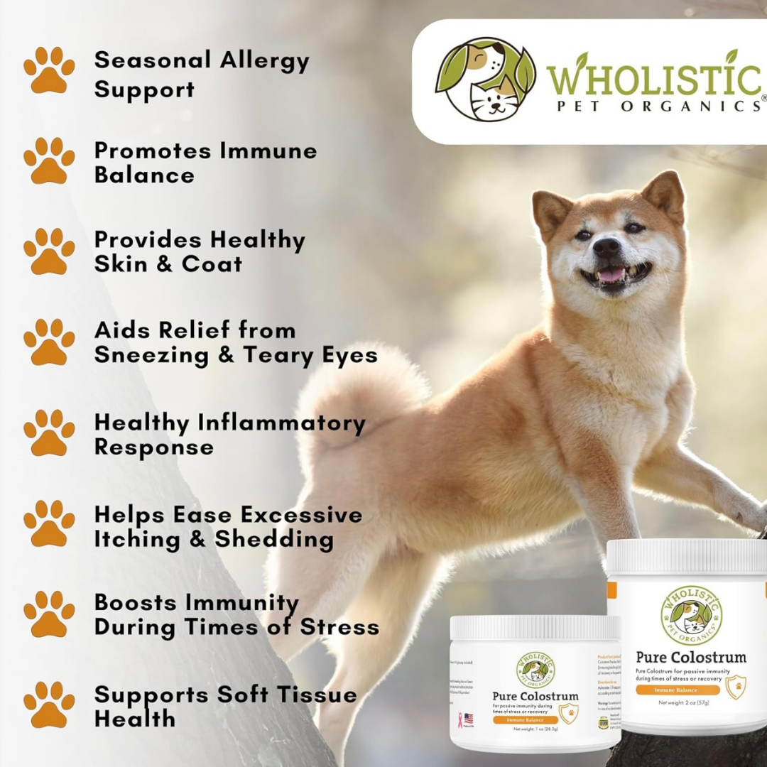 Wholistic Pet Organics Pure Colostrum | Immune Support + Allergy Relief
