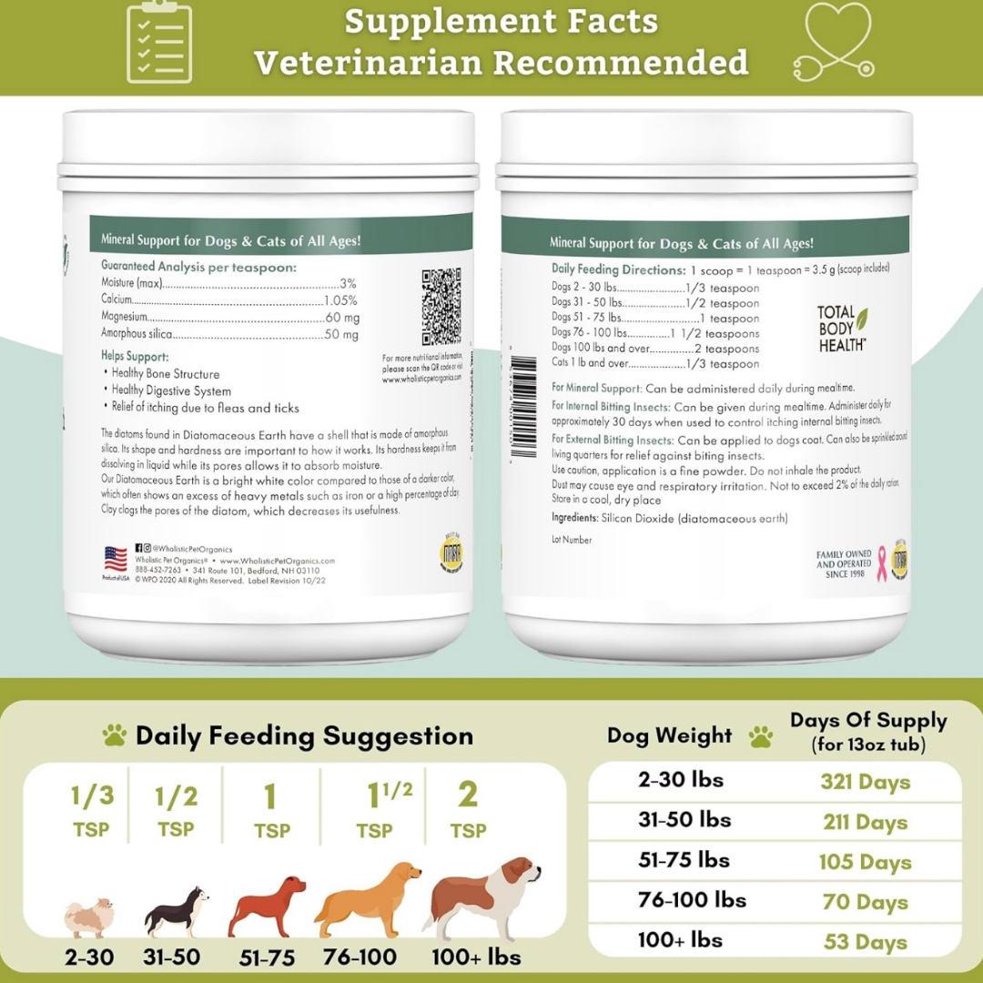 Wholistic Pet Organics Diatomaceous Earth | Natural Parasite Control