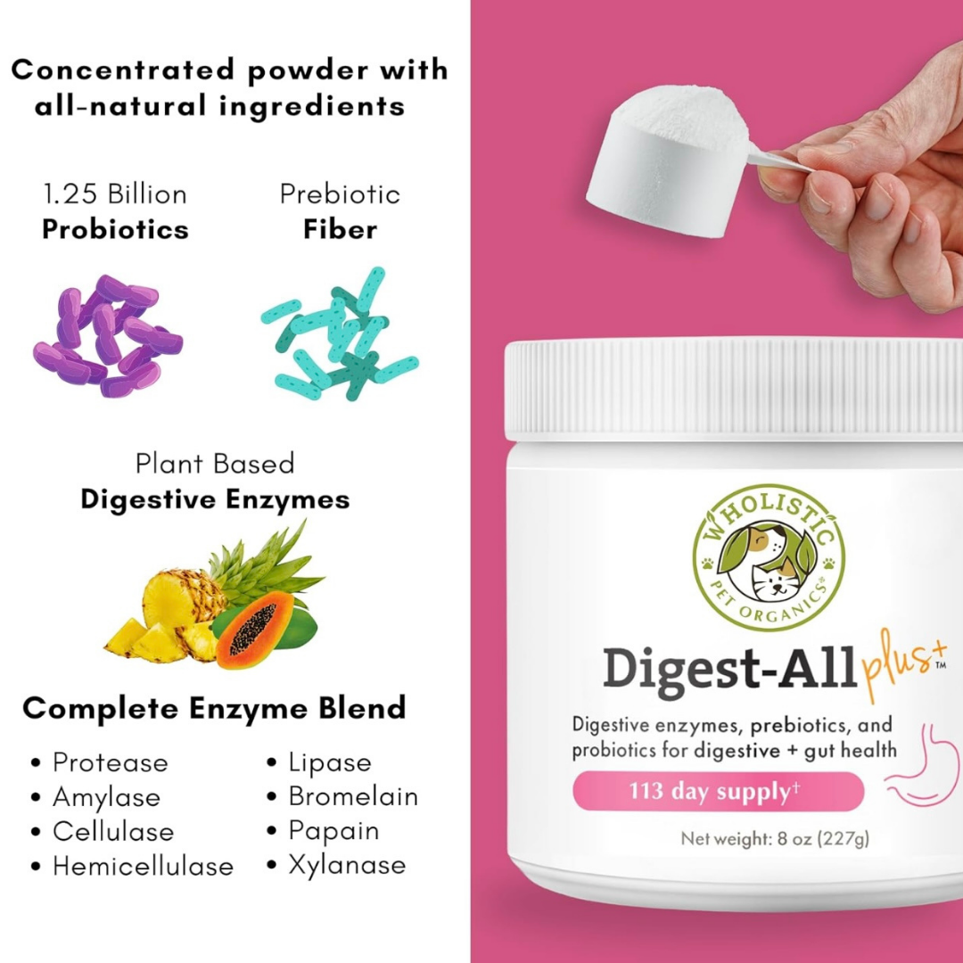 Wholistic Pet Organics Digest All Plus | Plant-Based Digestive Enzymes + Probiotics