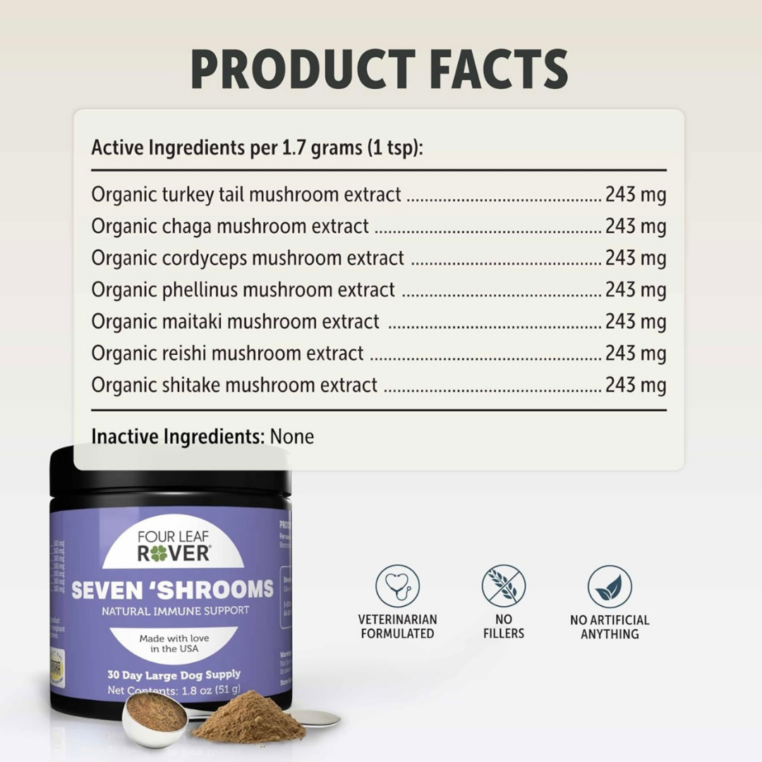 Four Leaf Rover Seven 'Shrooms | Organic Mushroom Blend for Immune Support
