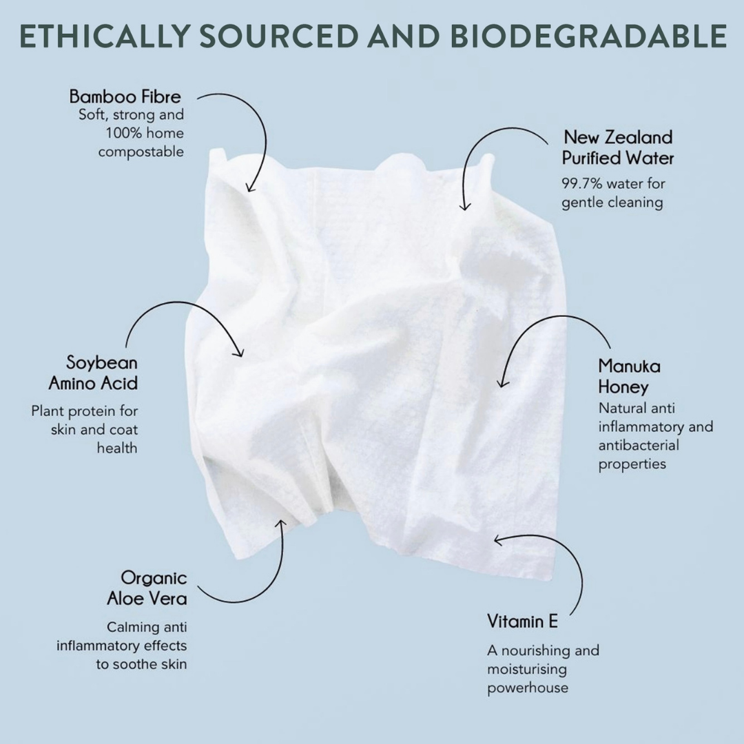 New Zealand Natural Manuka Honey Wipes | Natural Grooming & Soothing