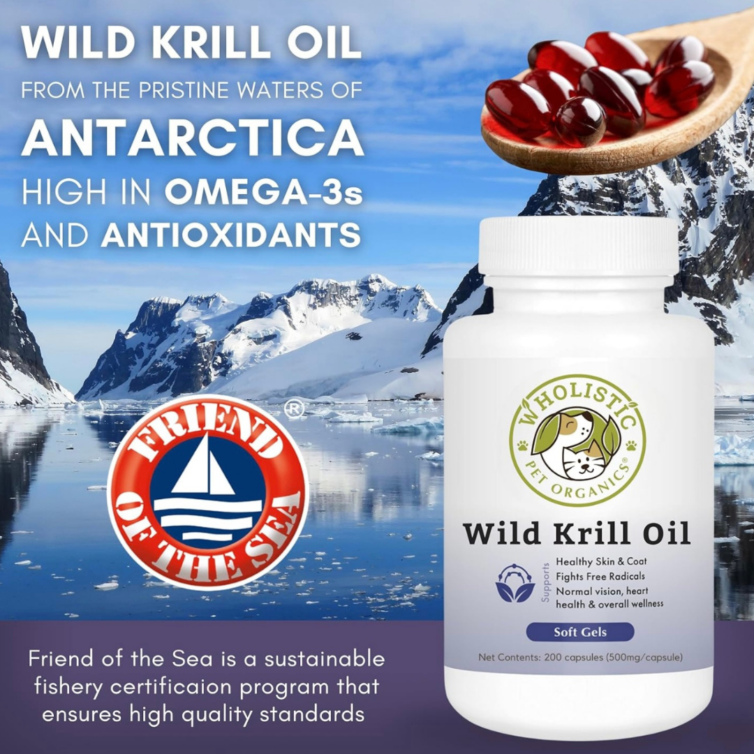 Wholistic Pet Organics Krill Oil Soft Gels | Omega-3 + Antioxidant Support