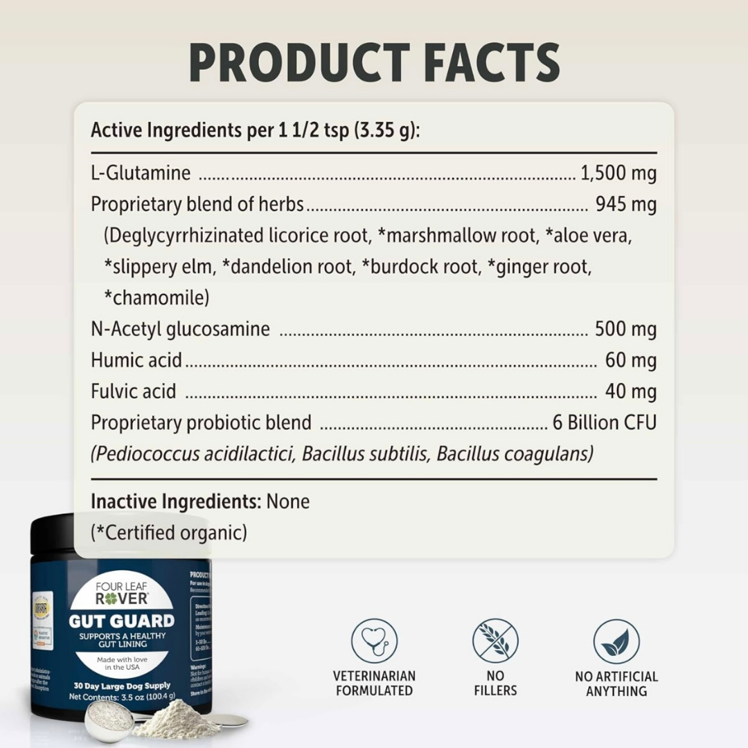 Four Leaf Rover Gut Guard | Natural Support for Irritated + Leaky Gut
