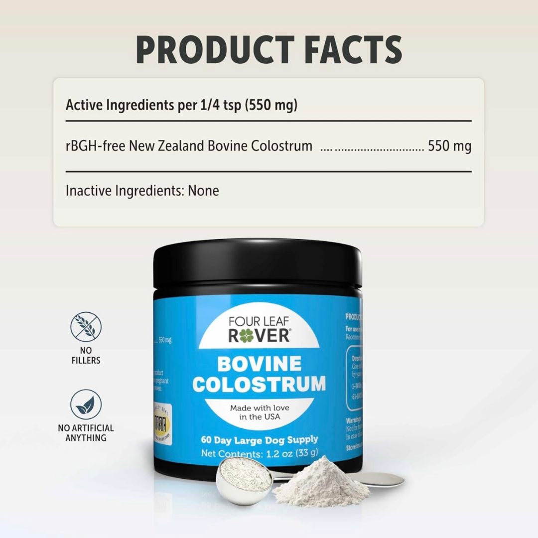 Four Leaf Rover Bovine Colostrum | Immune + Allergy Support