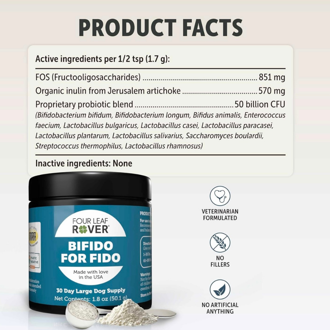 Four Leaf Rover Bifido For Fido | Multi-Strain Probiotic