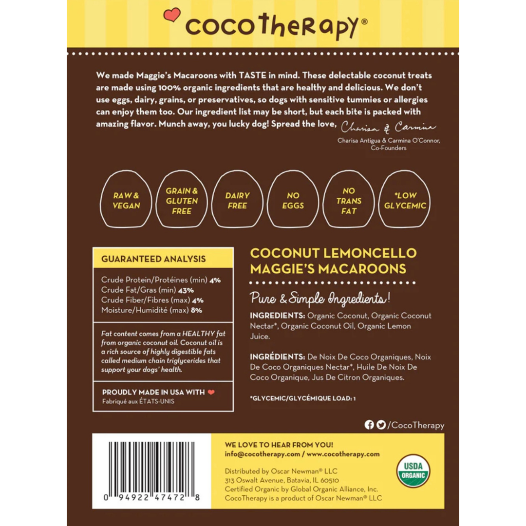 CocoTherapy Organic Maggie's Macaroons | Lemoncello