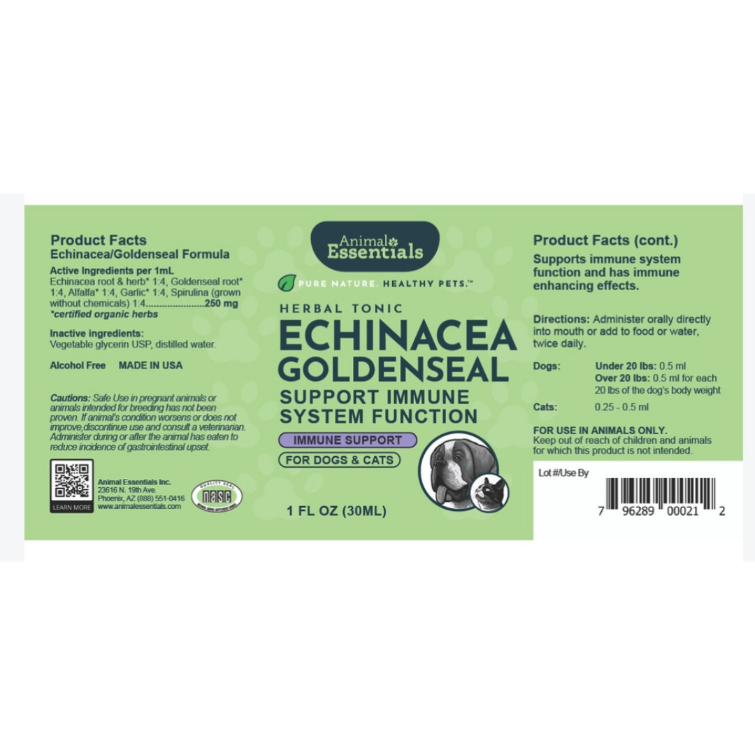 Animal Essentials Echinacea/Goldenseal | Immune Boost + Seasonal Wellness