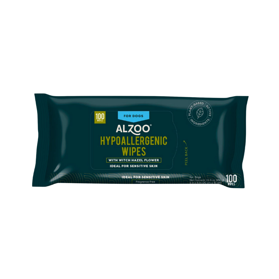 Alzoo Hypoallergenic Grooming Wipes | Gentle Cleansing for Sensitive Dogs