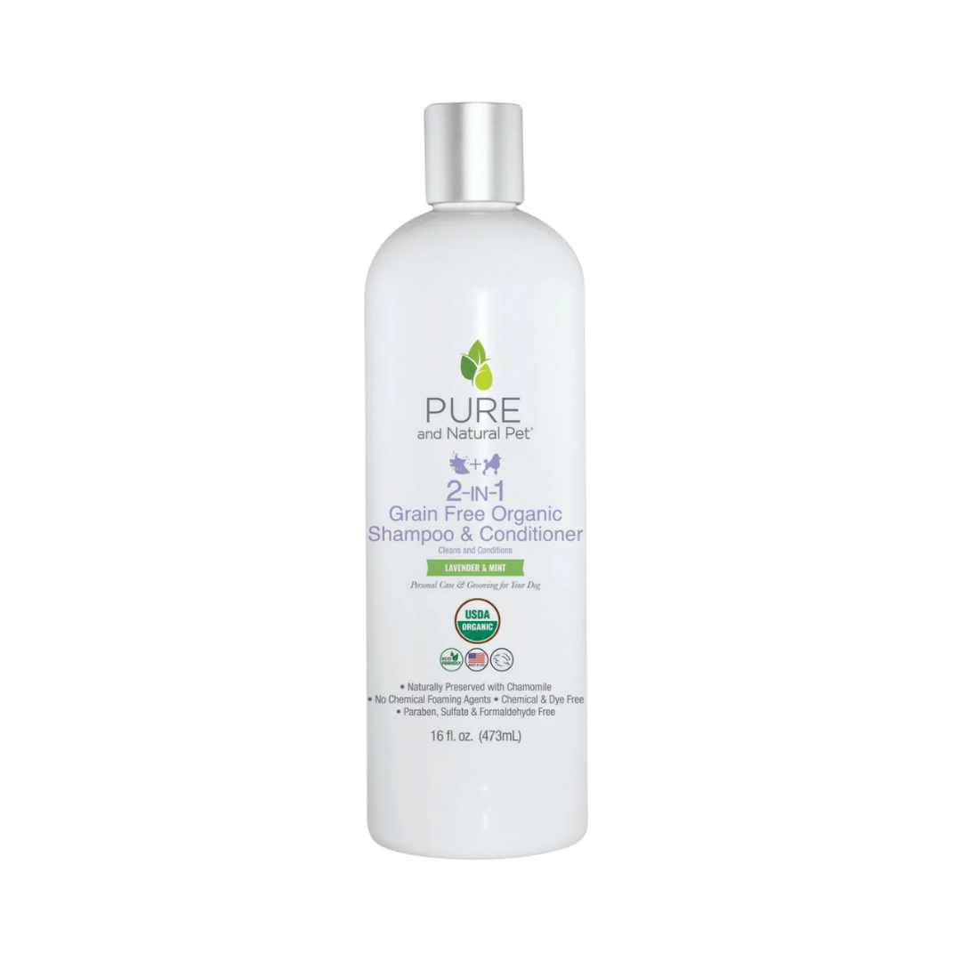 Pure and Natural Pet Organic 2-In-1 Shampoo & Conditioner | Lavender & Mint