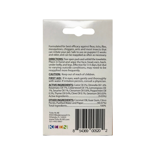 Flea + Tick Repellent Wipes | Natural Flea, Tick & Insect Wipes, Formulated by Disease Specialists