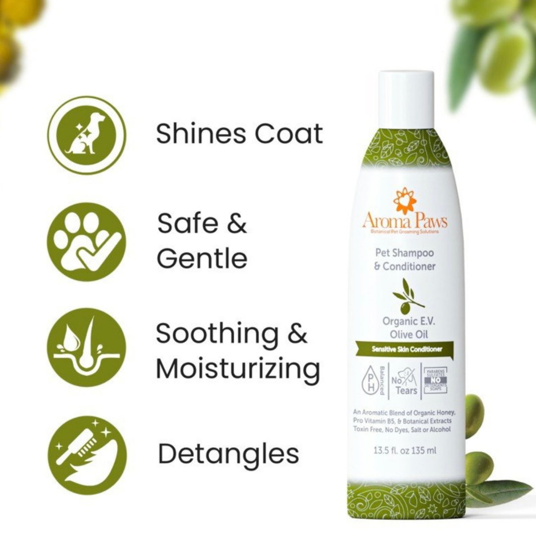 Aroma Paws Organic Olive Oil Shampoo + Conditioner | Sensitive Skin 2-in-1