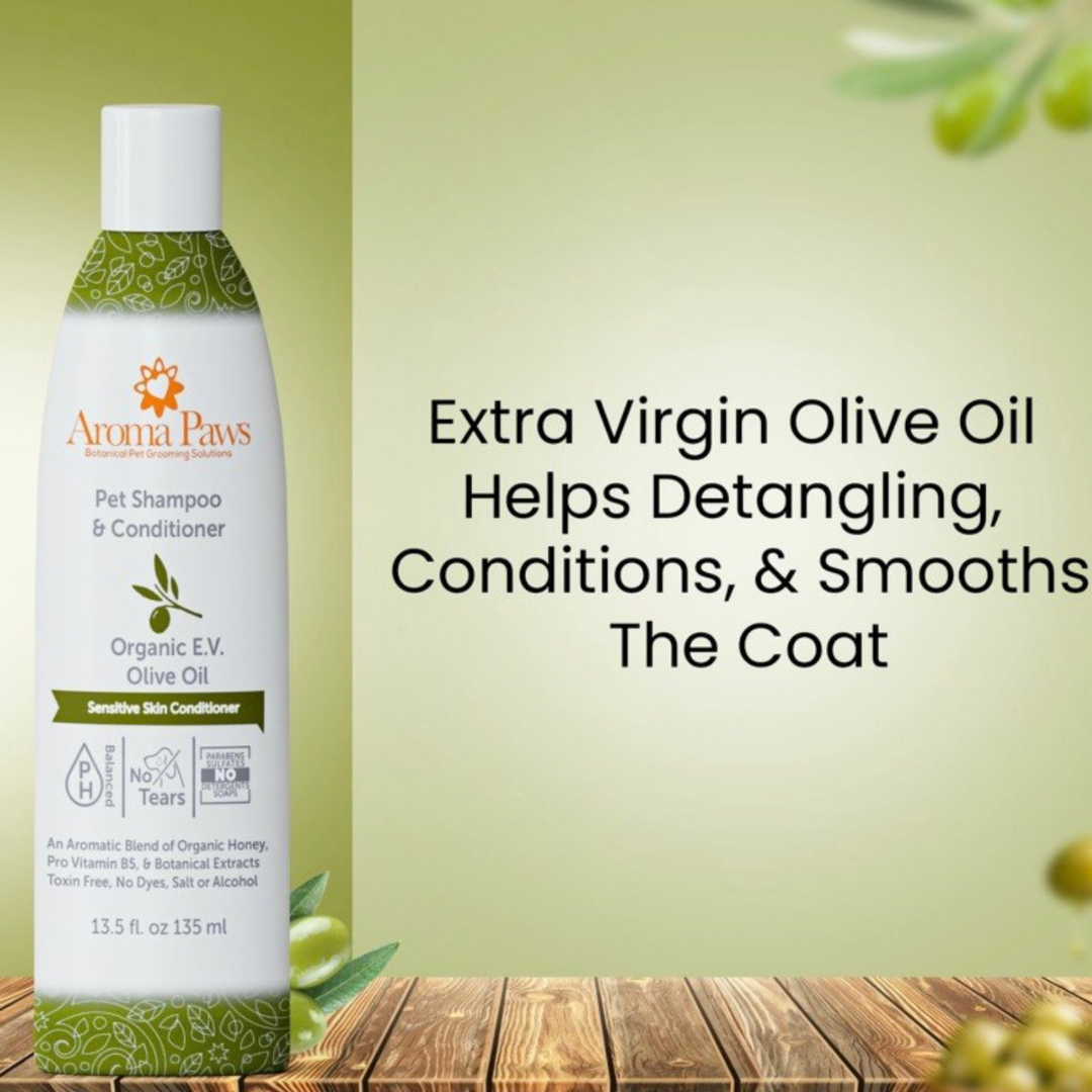 Aroma Paws Organic Olive Oil Shampoo + Conditioner | Sensitive Skin 2-in-1