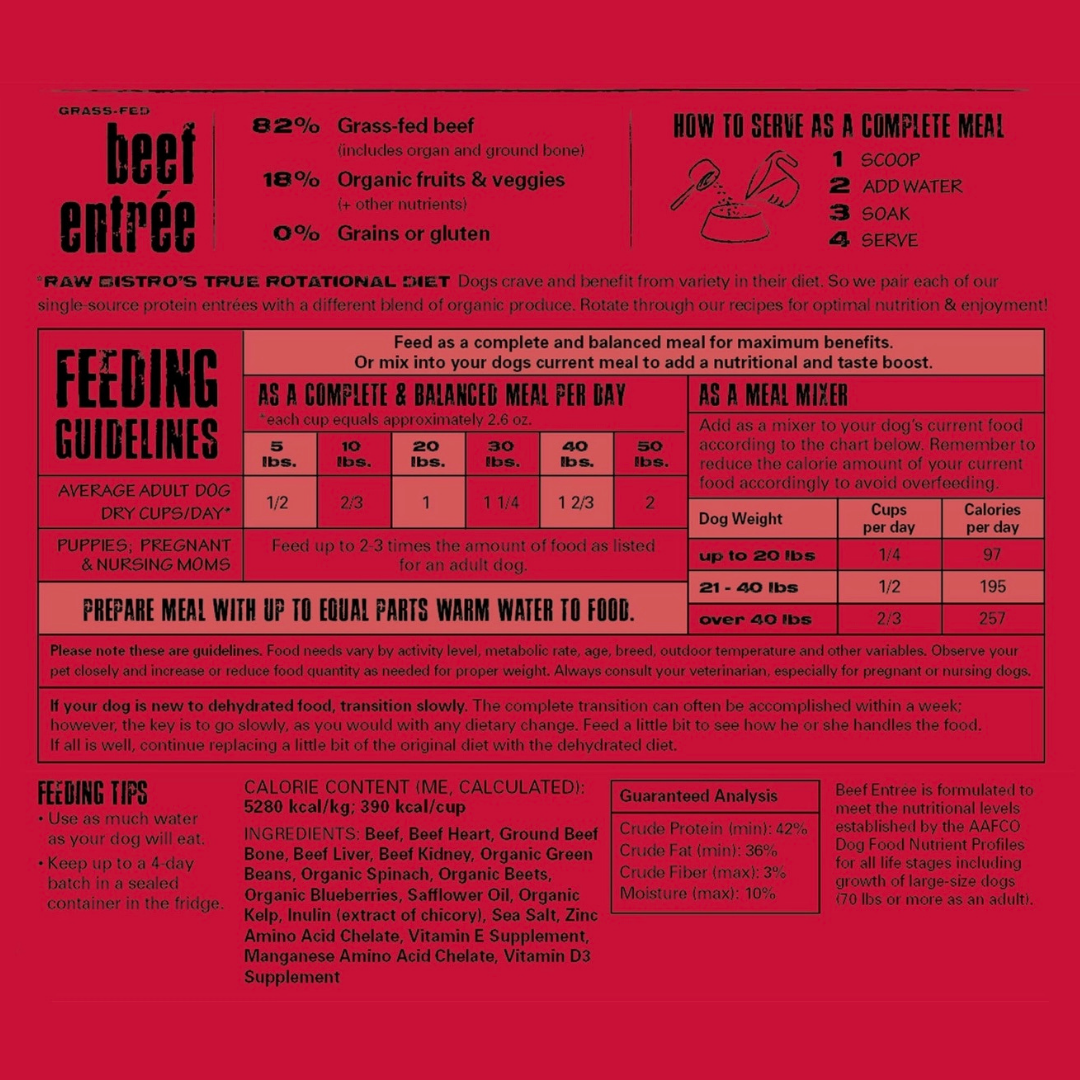 Raw Bistro Dehydrated Dog Food - Beef