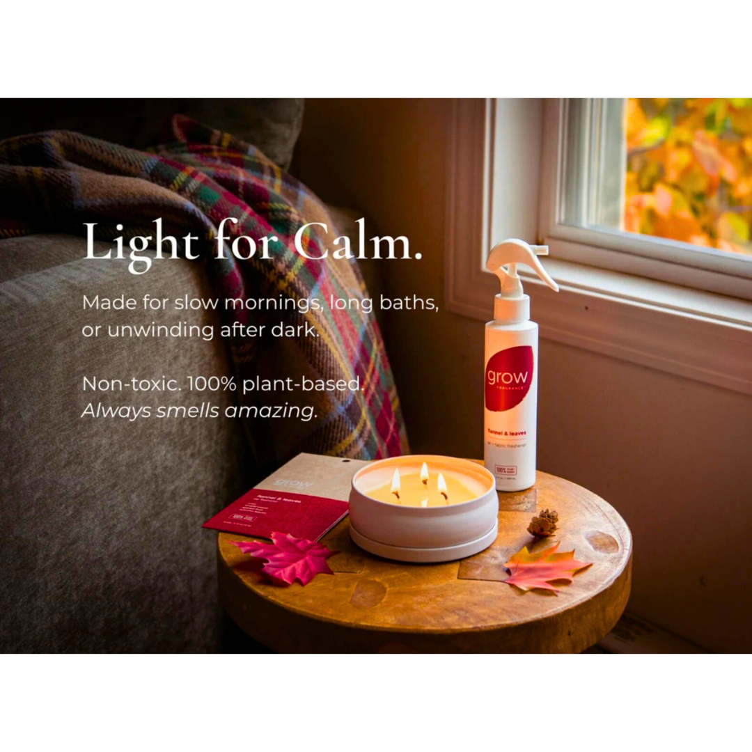 Grow Natural Candle | Flannel + Leaves