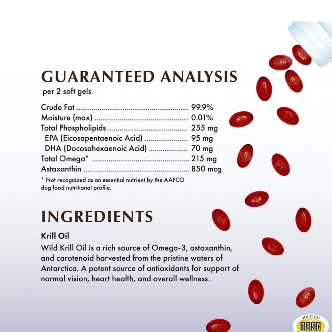 Wholistic Pet Organics Krill Oil Soft Gels | Omega-3 + Antioxidant Support