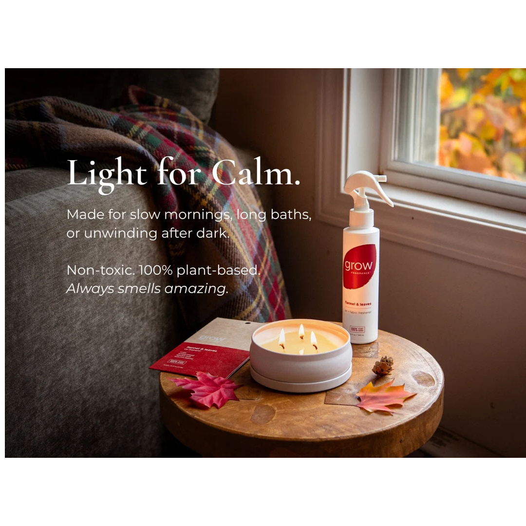 Grow Natural Candle | Flannel + Leaves