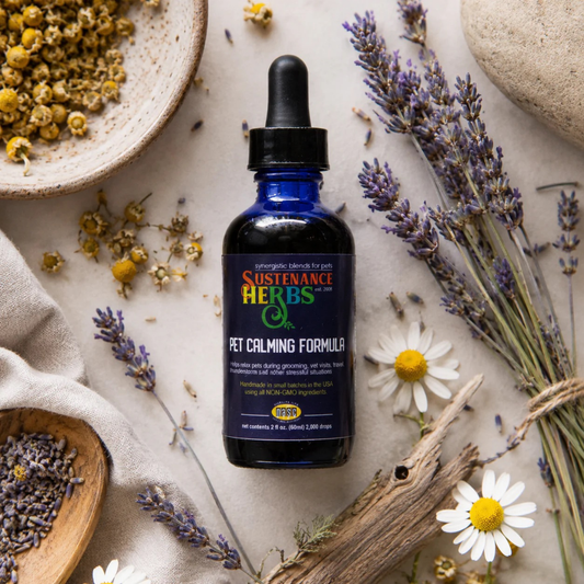 Sustenance Herbs Pet Calming | Natural Storm, Fireworks & Vet Anxiety Relief