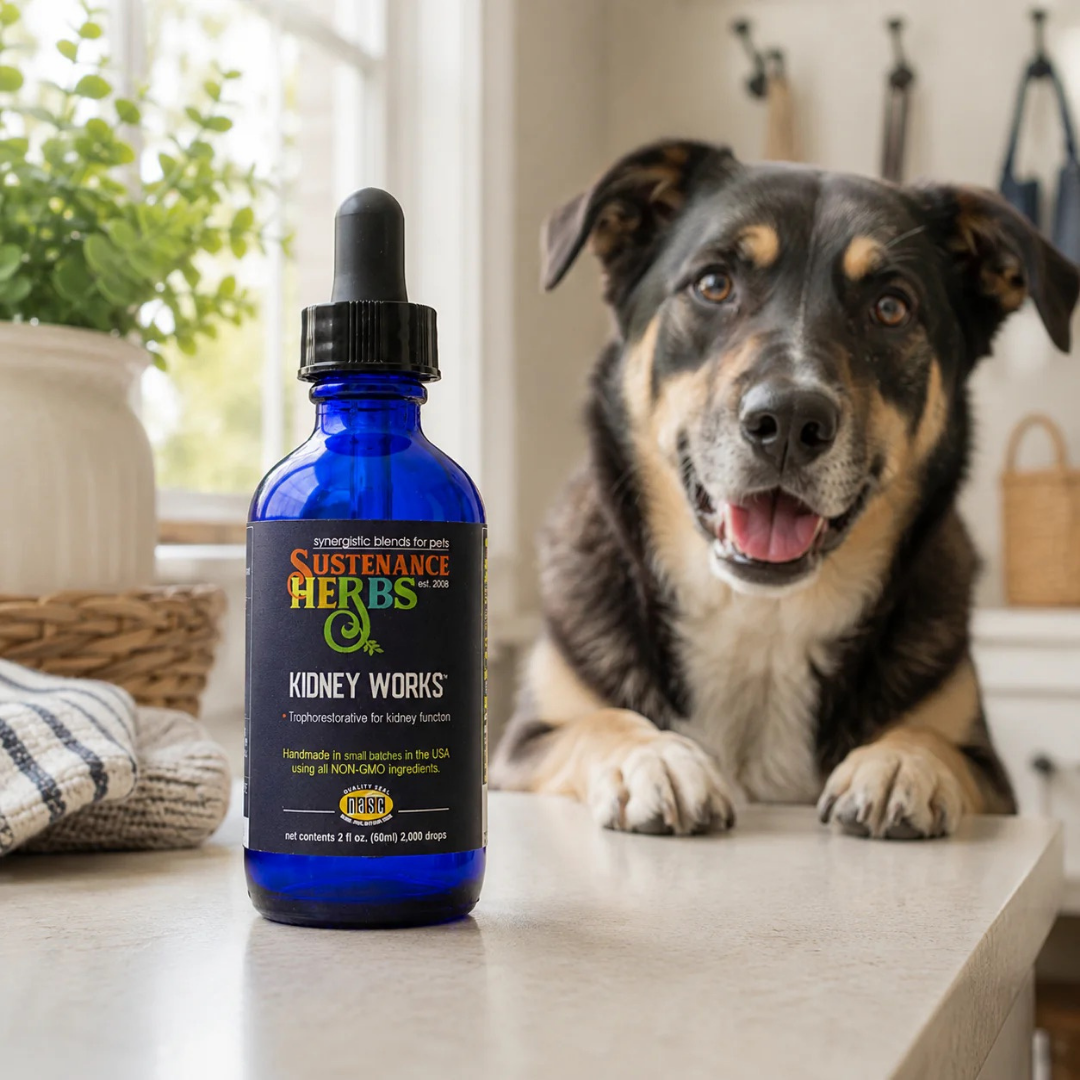 Sustenance Herbs Kidney Works | Organic Herbal Kidney Support Drops for Senior + Aging Dogs