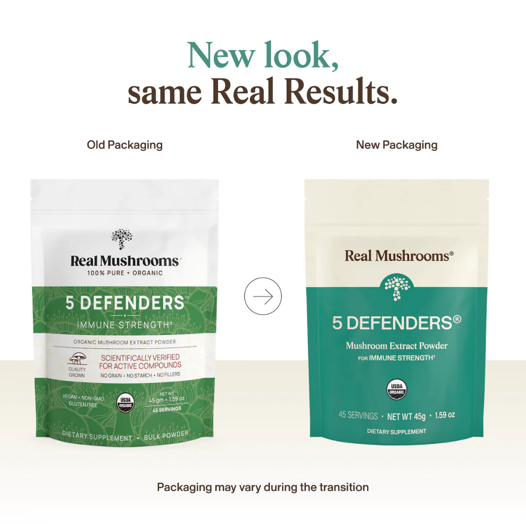 Real Mushrooms 5 Defenders | Organic Immune Support Mushroom Blend