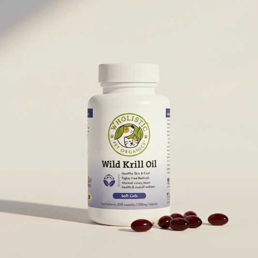 Wholistic Pet Organics Wild Arctic Krill Oil | Natural Omega-3 + Astaxanthin for Dog Skin, Coat & Heart