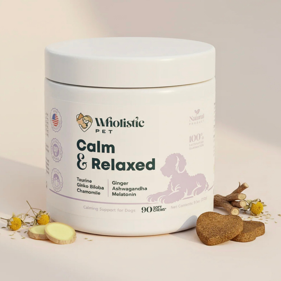 Wholistic Pet Calm & Relaxed Chews | Natural Anxiety + Stress Relief
