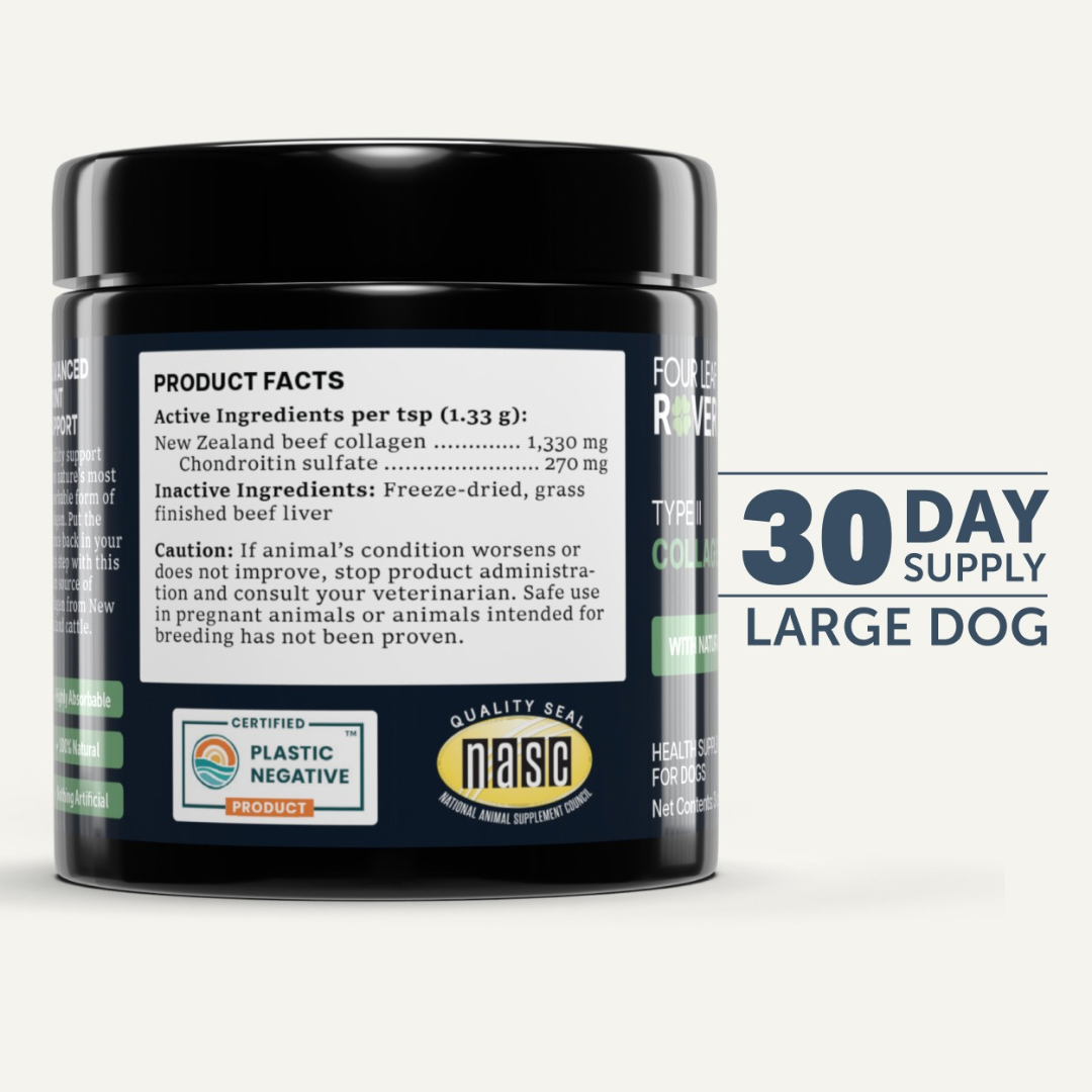 Four Leaf Rover Collagen | Joint + Skin + Gut Support with Type II Collagen