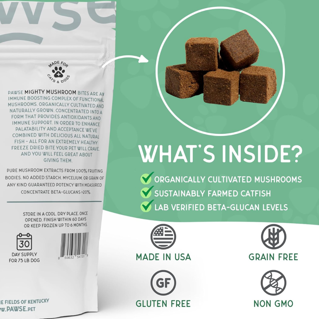 Pawse Mighty Mushrooms | Freeze-Dried Medicinal Mushroom Treats