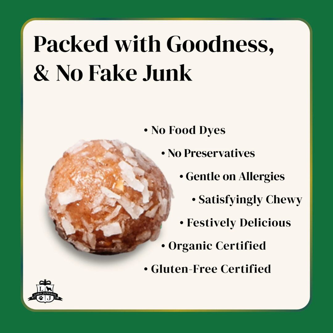 Lord Jameson Holiday Cobbler Organic Dog Treats | Natural USDA Organic Apple & Peanut Butter Treats