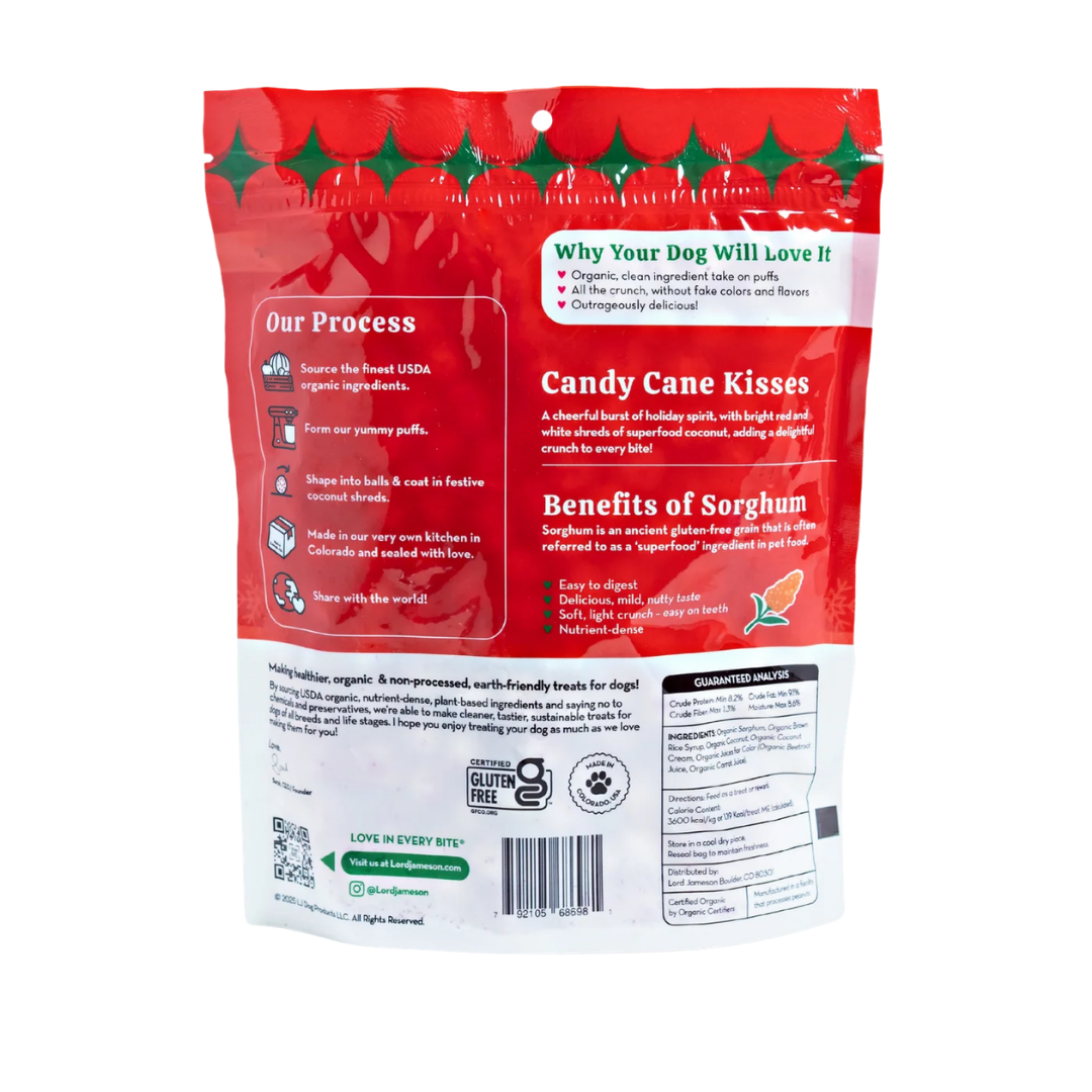 Lord Jameson Candy Cane Kisses | Natural USDA Organic Low-Calorie Training Treats