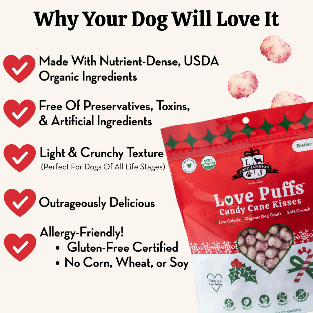 Lord Jameson Candy Cane Kisses | Natural USDA Organic Low-Calorie Training Treats