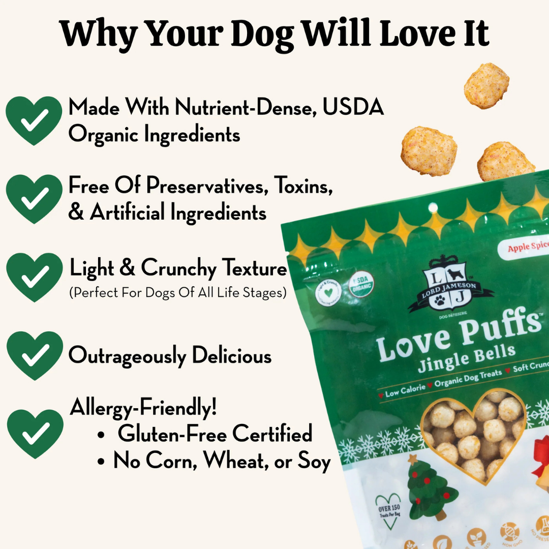 Lord Jameson Jingle Bells | Natural USDA Organic Low-Calorie Apple Cinnamon Training Treats
