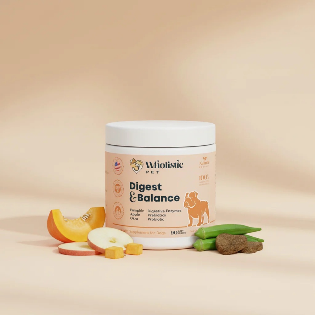 Wholistic Pet Organics Digest & Balance Soft Chews | Natural Prebiotic, Probiotic & Enzyme Gut Support