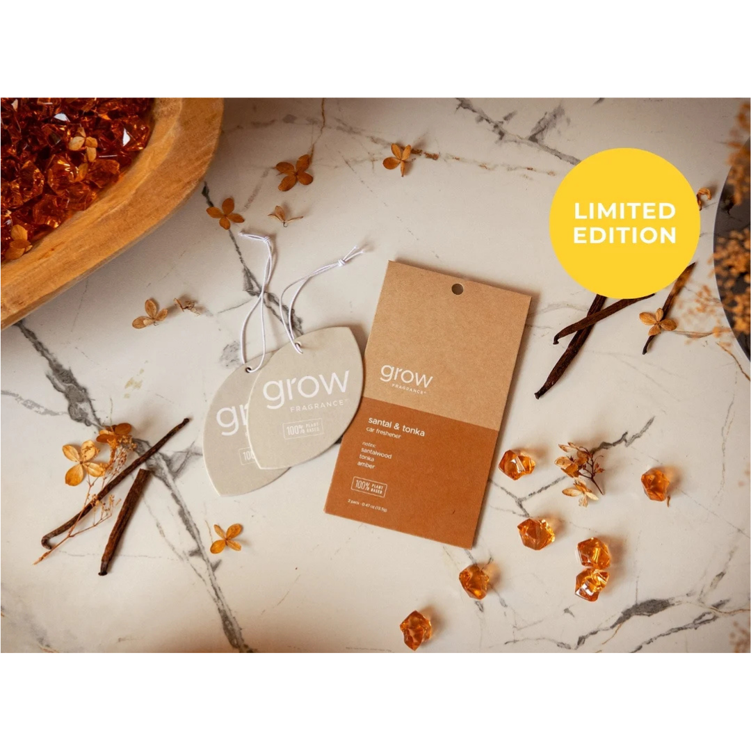 Grow Natural Car Fresheners | Santal + Tonka