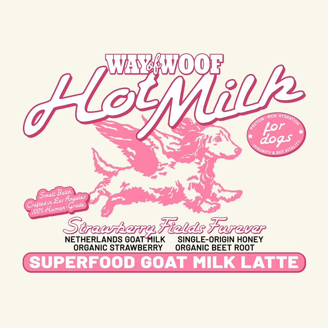 Strawberry Fields Furever Hot Milk | Natural Goat Milk + Strawberry Superfood Topper