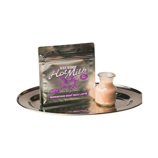 Ube Berry Bliss Hot Milk | Natural Goat Milk + Blueberry Superfood Topper