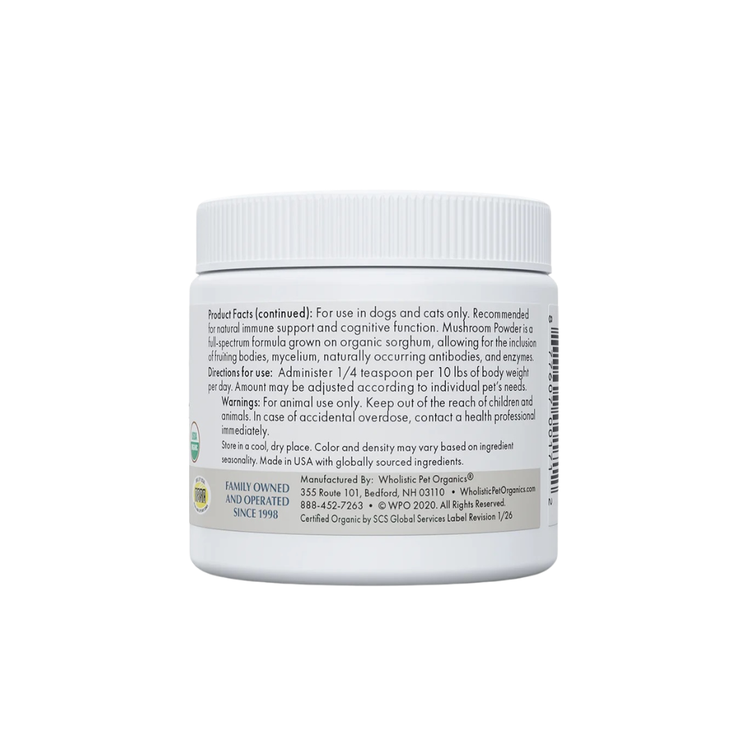 Wholistic Pet Organics Organic Mushroom Powder | Organic 10-Mushroom Immune + Cognitive Blend