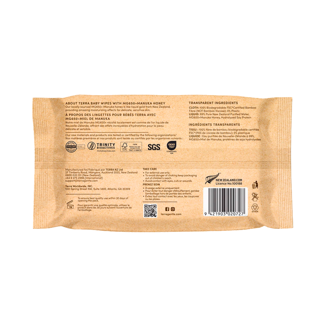 Terra Manuka Honey Wipes | Natural Soothing Bamboo Wipes