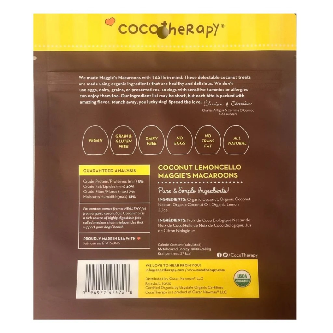 CocoTherapy Maggie's Macaroons Coconut Lemoncello | Soft Organic Coconut Treats