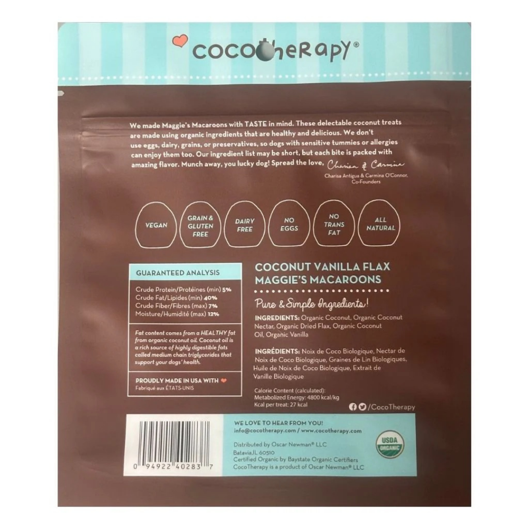 CocoTherapy Maggie's Macaroons Coconut Vanilla Flax | Soft Organic Coconut Treats