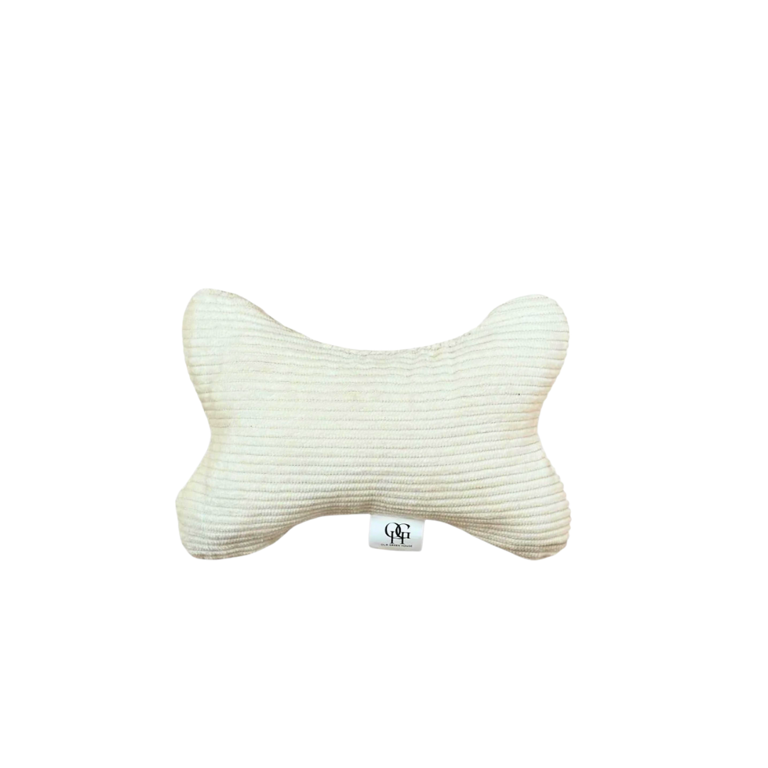 Our Green House Organic Corduroy Dog Bone with Squeaker | Eco-Friendly Plush Toy