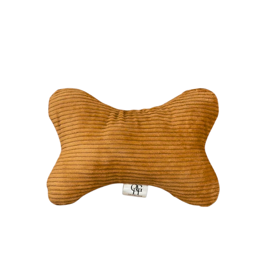 Our Green House Organic Corduroy Dog Bone with Squeaker | Eco-Friendly Plush Toy