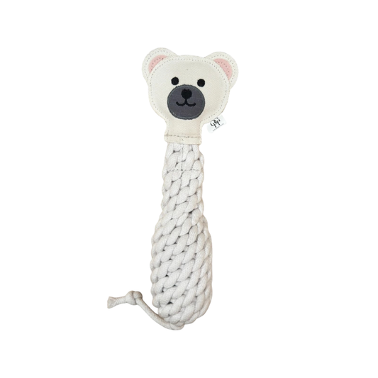 Our Green House Organic Bear Rope Dog Toy | Handmade Fair-Trade Cuddle + Tug Toy