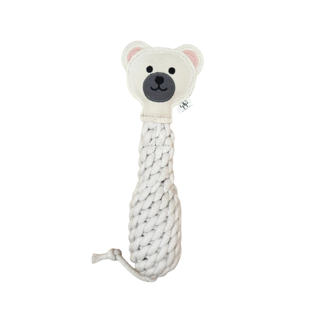 Our Green House Organic Bear Rope Dog Toy | Handmade Fair-Trade Cuddle + Tug Toy